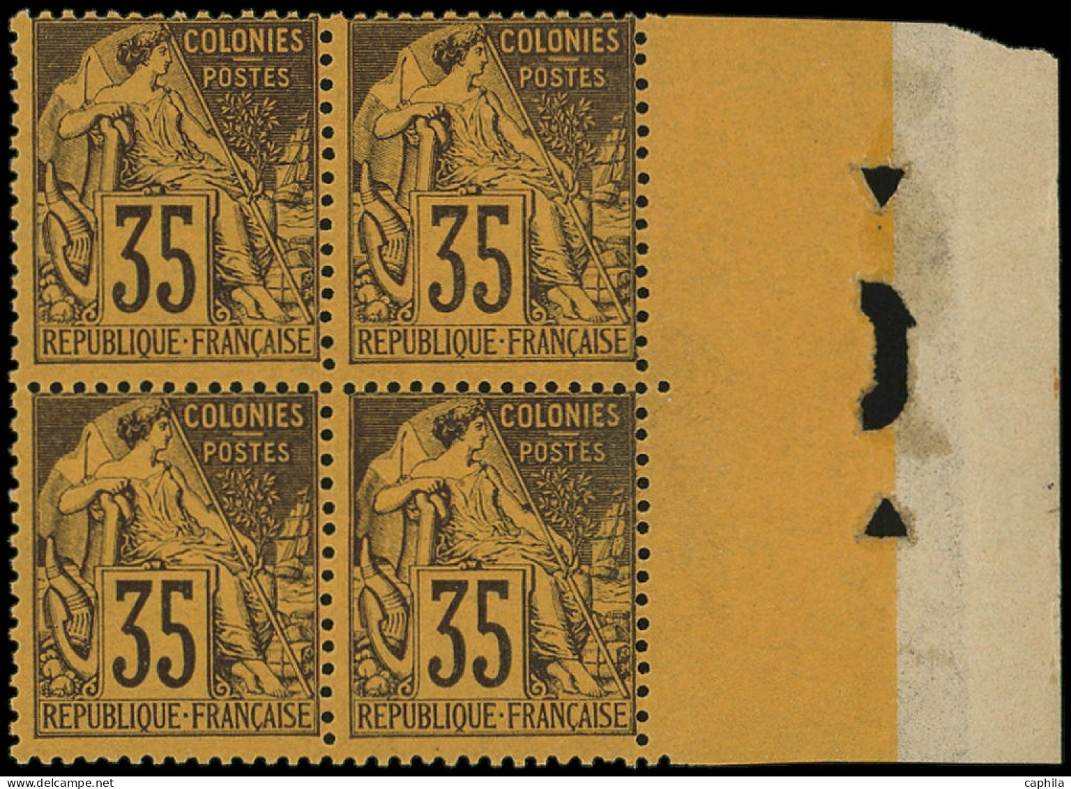 ** COLONIES GENERALES - Poste - 56, Bloc De 4 (2ex *), Bdf: 35c. Violet-noir Sur Orange - Alphée Dubois