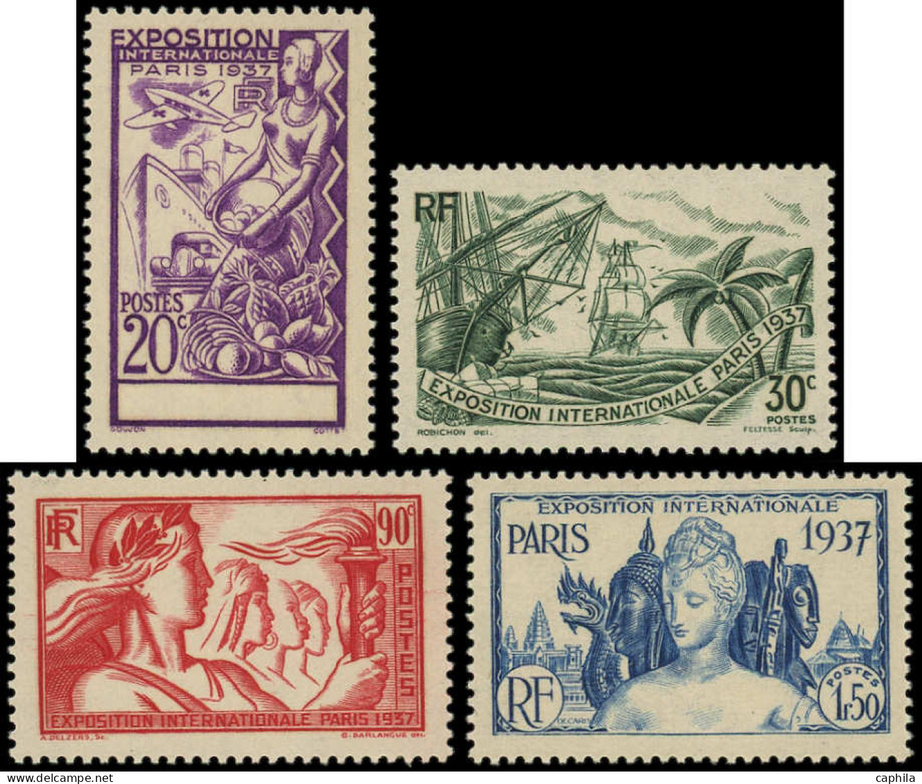 ** AFRIQUE EQUATORIALE - Poste - 27a/28a + 31a/32a, Sans Nom De Territoire, Signés Roumet (2 Ex Gomme Coloniale): Expo 1 - Unused Stamps