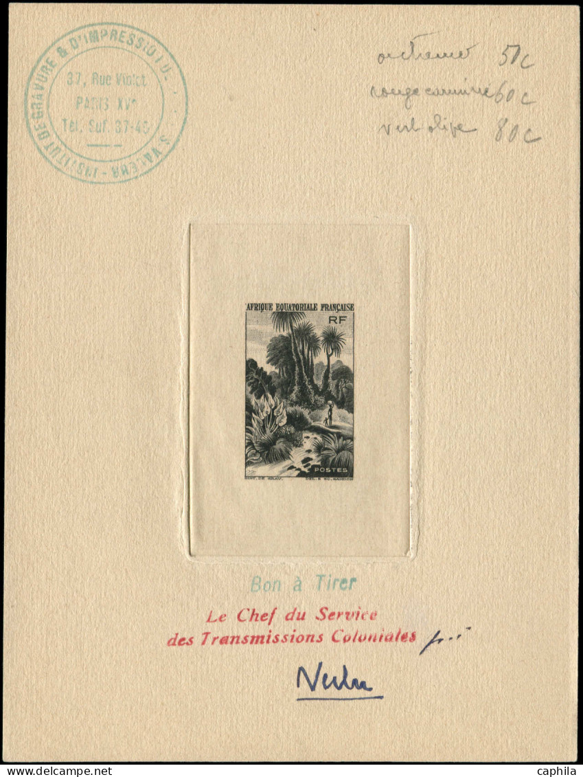 EPA AFRIQUE EQUATORIALE - Poste - 211, épreuve D'artiste, Bon à Tirer En Noir Sans Faciale Pour Le 50c/60c/80c, Signée:  - Ongebruikt
