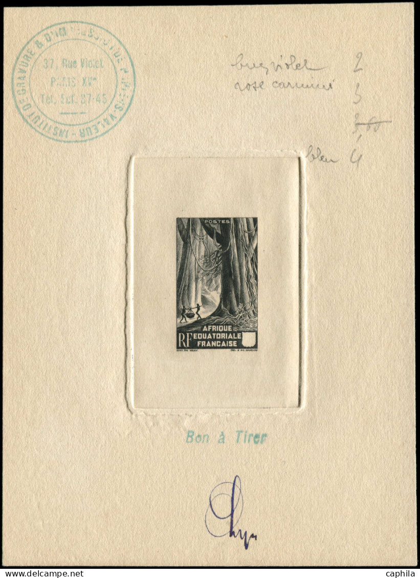 EPA AFRIQUE EQUATORIALE - Poste - 217, épreuve D'artiste, Bon à Tirer En Noir Pour Le 2f/3f/4f, Signée: Forêt équatorial - Unused Stamps