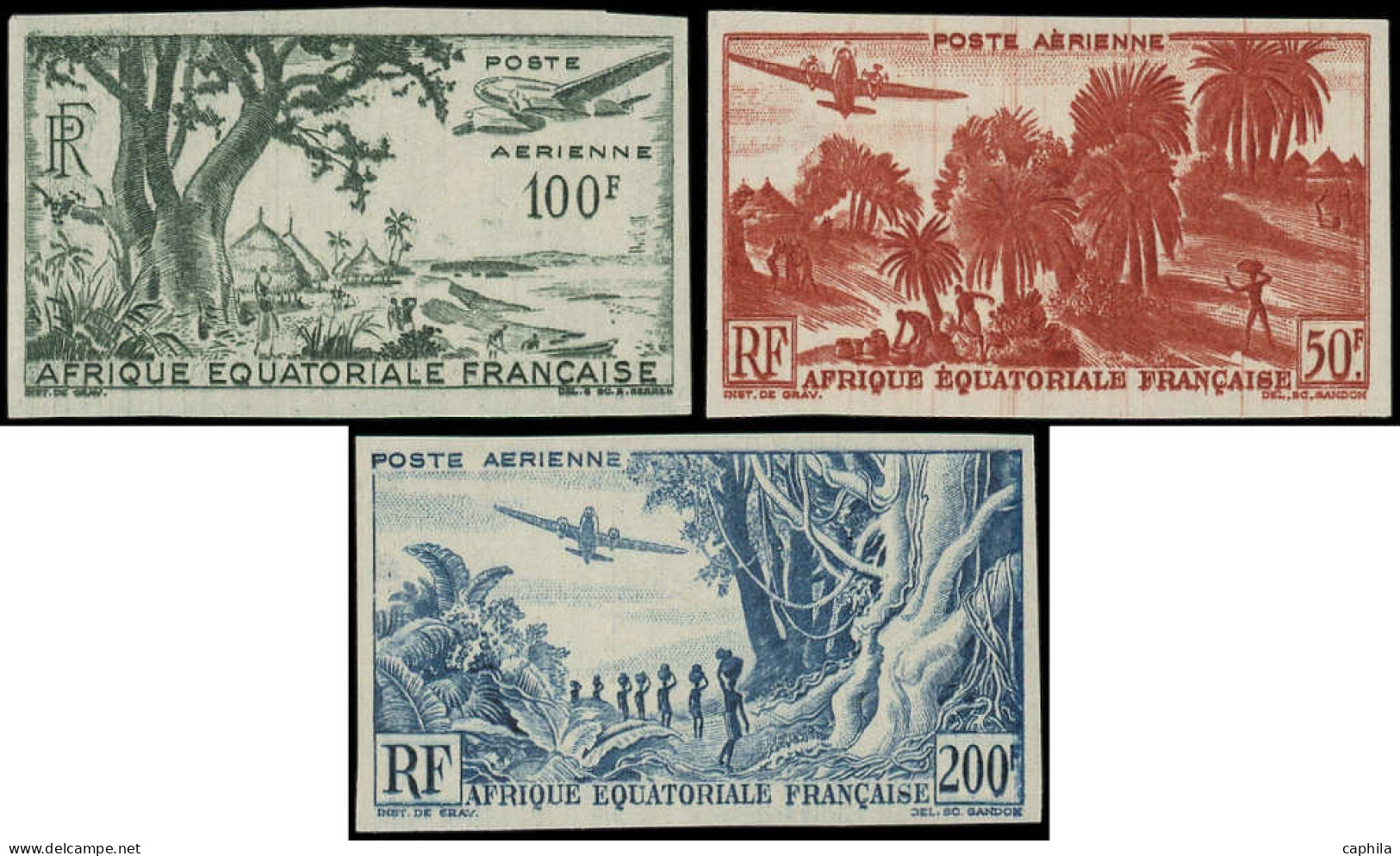** AFRIQUE EQUATORIALE - Poste Aérienne - 50/52, Non Dentelés: Série De 1947 (Maury) - Other