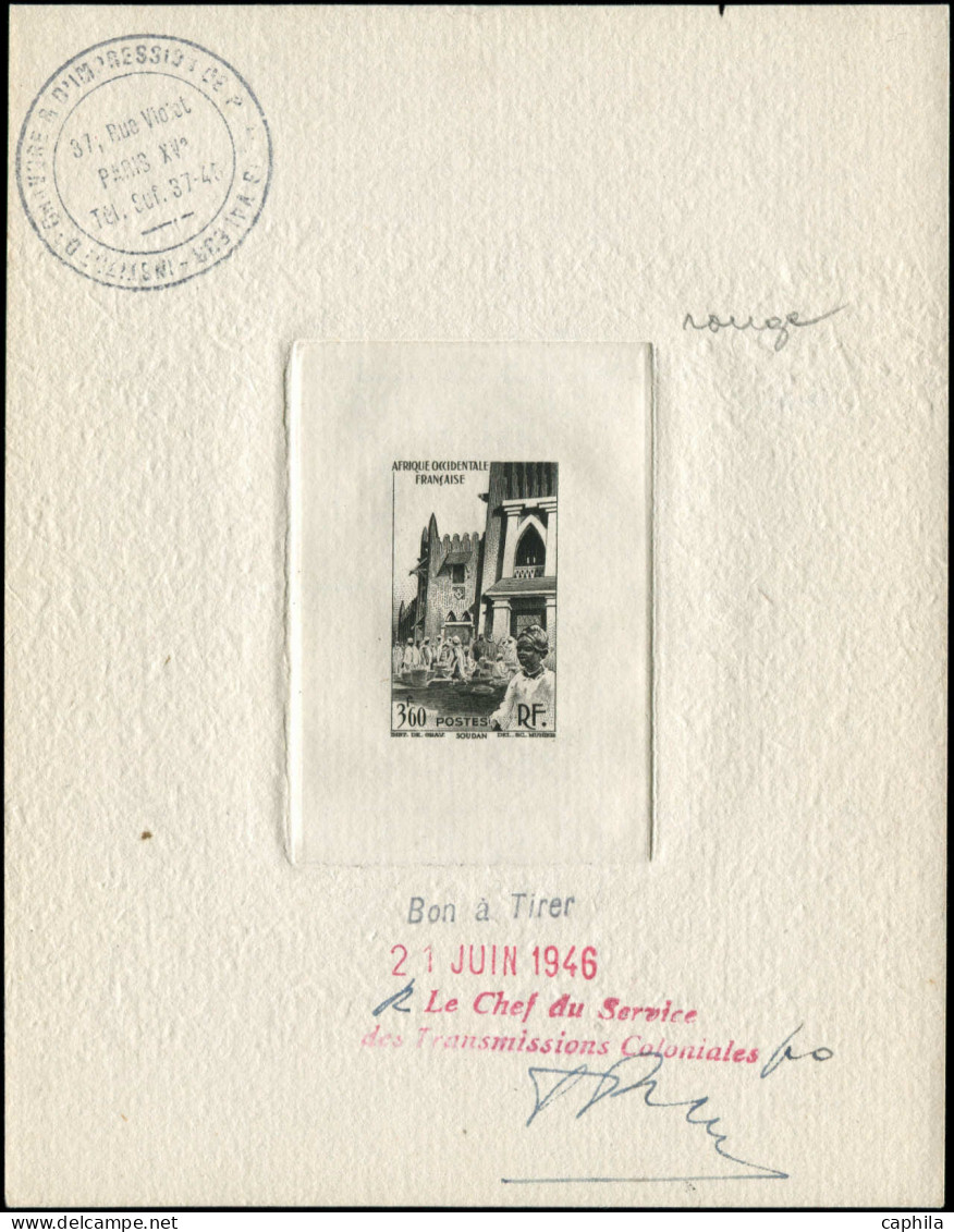 EPA AFRIQUE OCCIDENTALE - Poste - 35, épreuve D'artiste, Bon à Tirer En Noir, Datée Et Signée Du 21/06/1946: Marché  De  - Other & Unclassified