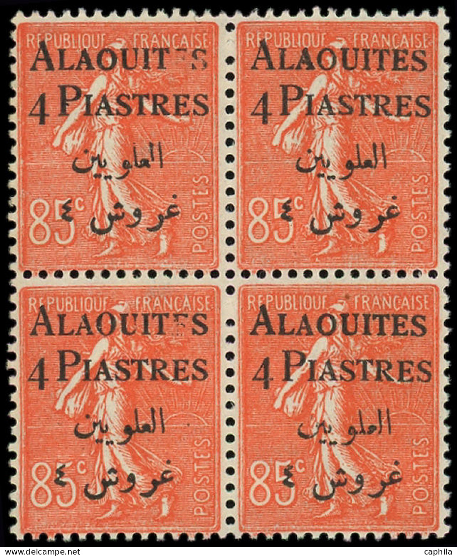 ** ALAOUITES - Poste - 12, Bloc De 4 Dont 2 Ex "E" De Alaouites Quasi Absent (gomme Coloniale) - Unused Stamps