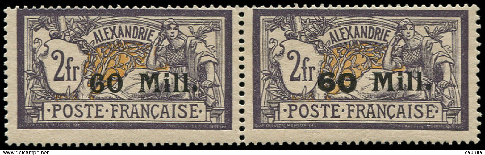 ** ALEXANDRIE - Poste - 48b, Chiffres Gras Tenant à Normal, Signé Calves & Scheller: 60m. S. 2f. Merson - Unused Stamps