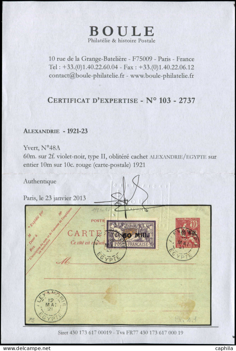 CP ALEXANDRIE - Poste - 48a, Chiffres Gras, Sur CP 10 Rouge 12/5/21, Certificat Boule - Lettres & Documents