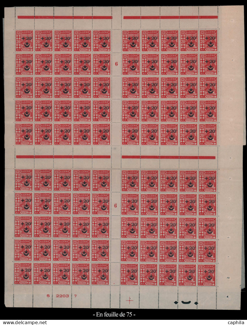 ** ALGERIE - Poste - 58/70, Exceptionnelle Série Complète De 13 Feuilles Entières De 75 Ou 150 (début De Découpe Pour Ce - Autres & Non Classés