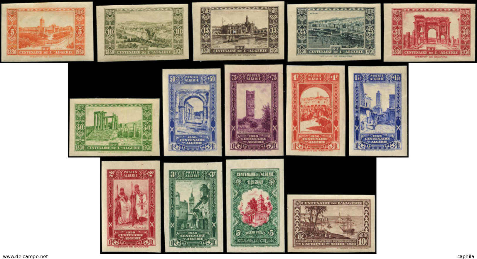 * ALGERIE - Poste - 87/100, Non Dentelés, Complet (87 Brunissure + 98/99 (*)): Centenaire De L'Algérie - Unused Stamps