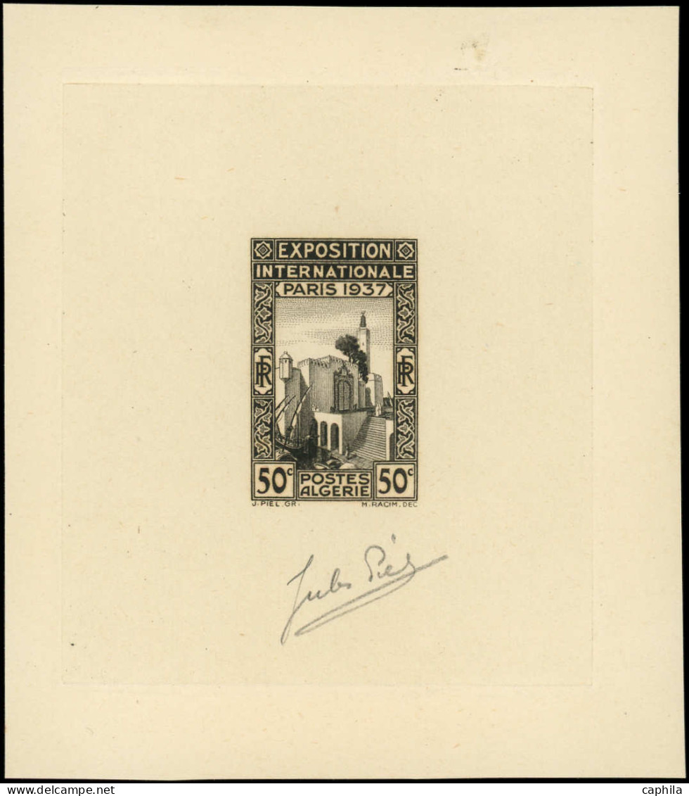 EPA ALGERIE - Poste - 128, épreuve D'artiste En Noir, Signée: 50c. Expo De 1937 - Autres & Non Classés