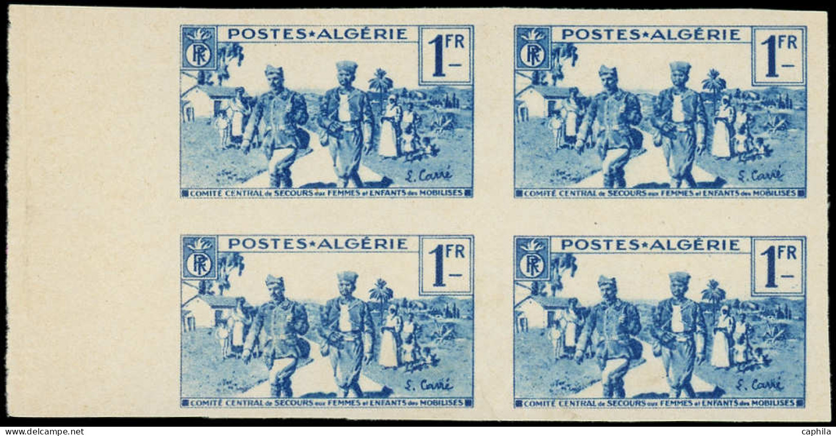 (*) ALGERIE - Poste - 159, Bloc De 4 Non Dentelé, Sans Surcharge: 1f. Bleu Familles - Other & Unclassified