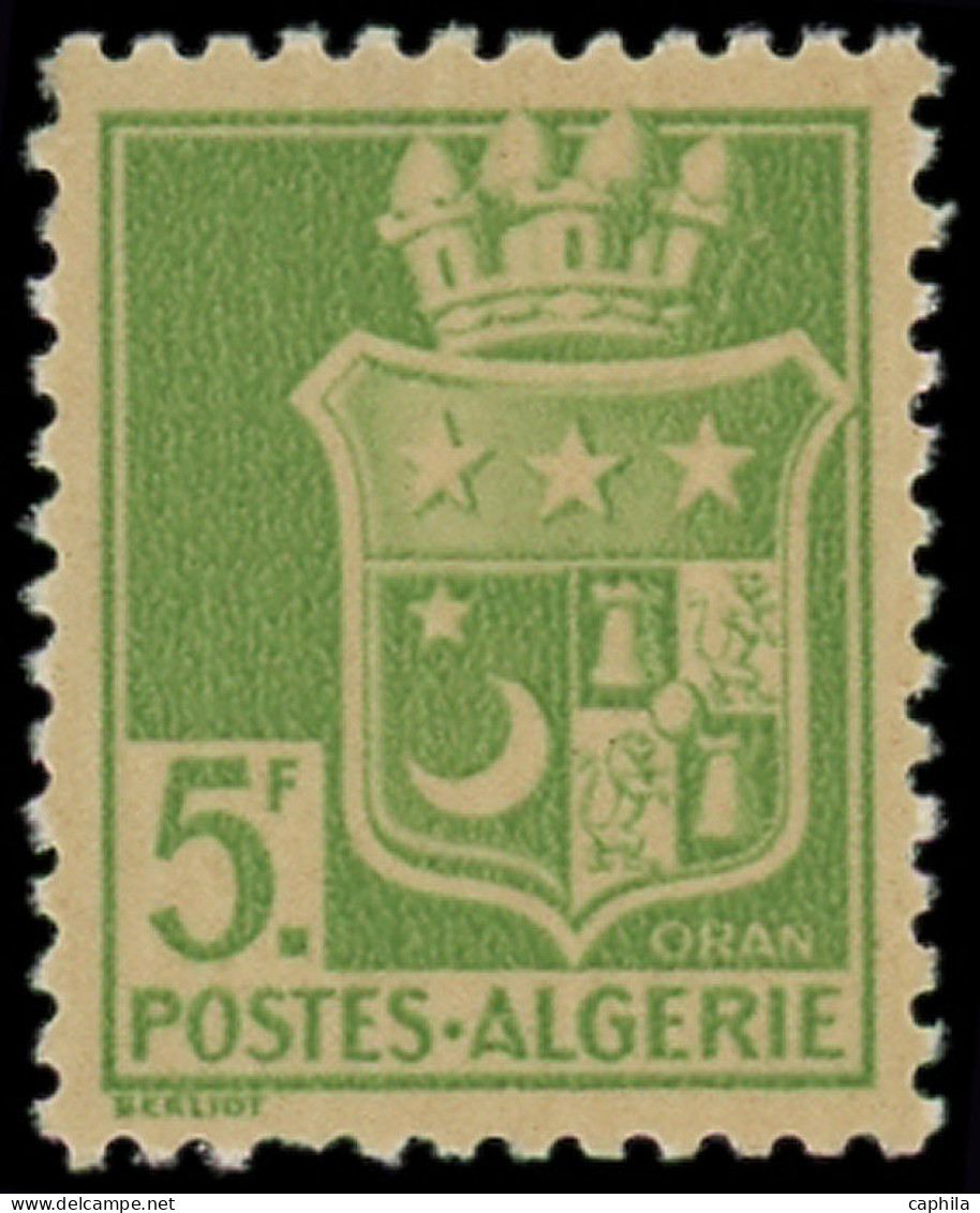 ** ALGERIE - Poste - 183b, Impression Sur La Gomme, Dentelé, Signé Brun: 5f. Vert - Autres & Non Classés
