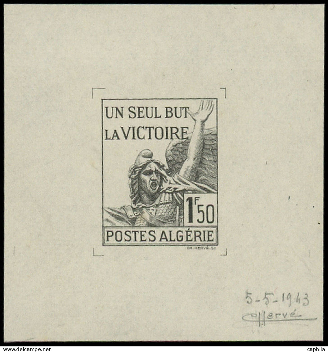 EPA ALGERIE - Poste - 198, épreuve D'artiste En Noir, Signée Et Datée 9/5/43: 1.50f. Victoire, Marseillaise - Autres & Non Classés