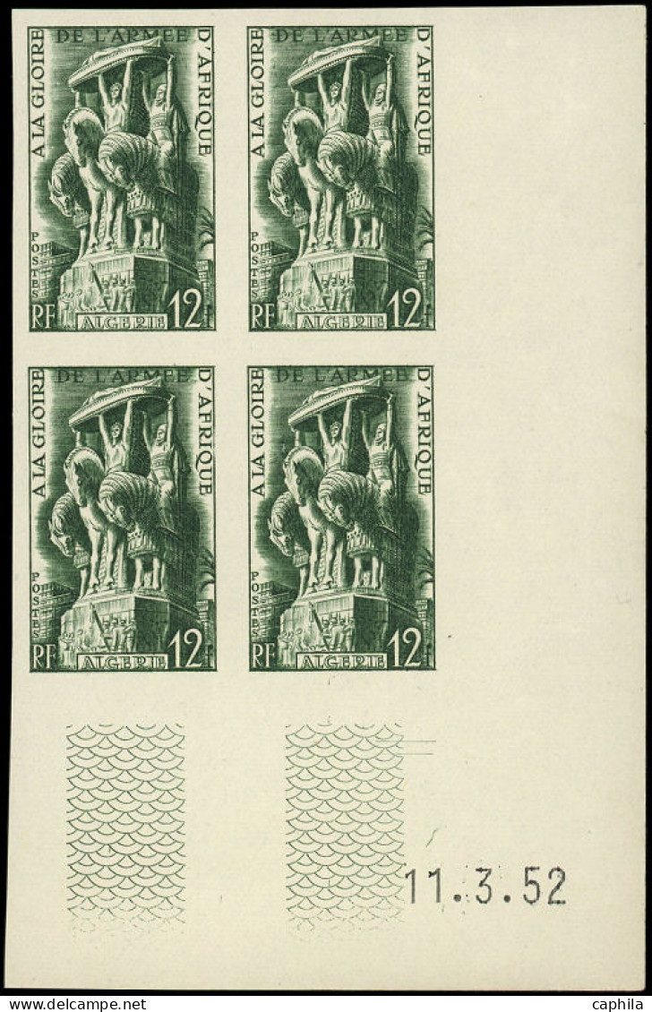 ** ALGERIE - Poste - 295a, Bloc De 4 Non Dentelé, Cd 11/3/52: Congrès Des Sous-officiers De Réserve - Unused Stamps