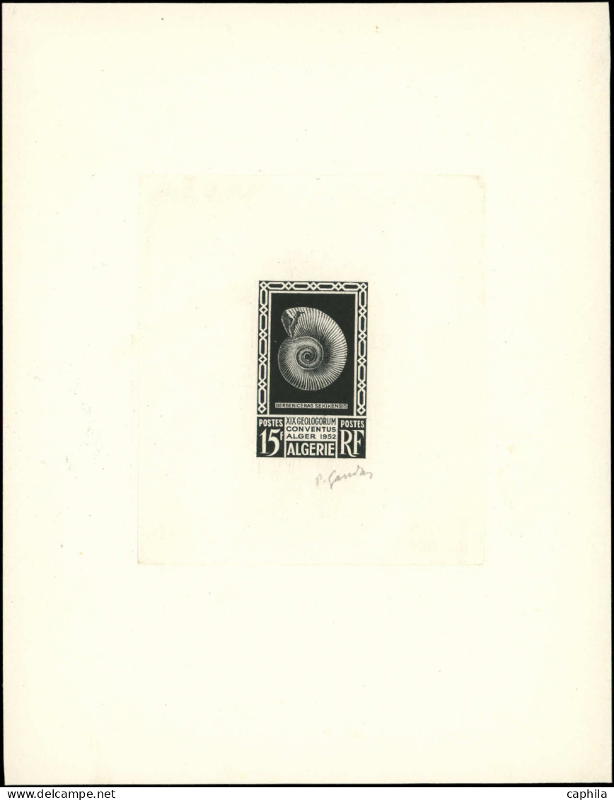 EPA ALGERIE - Poste - 297, épreuve D'artiste En Noir, Signée Gandon: 15f. Ammonite - Autres & Non Classés