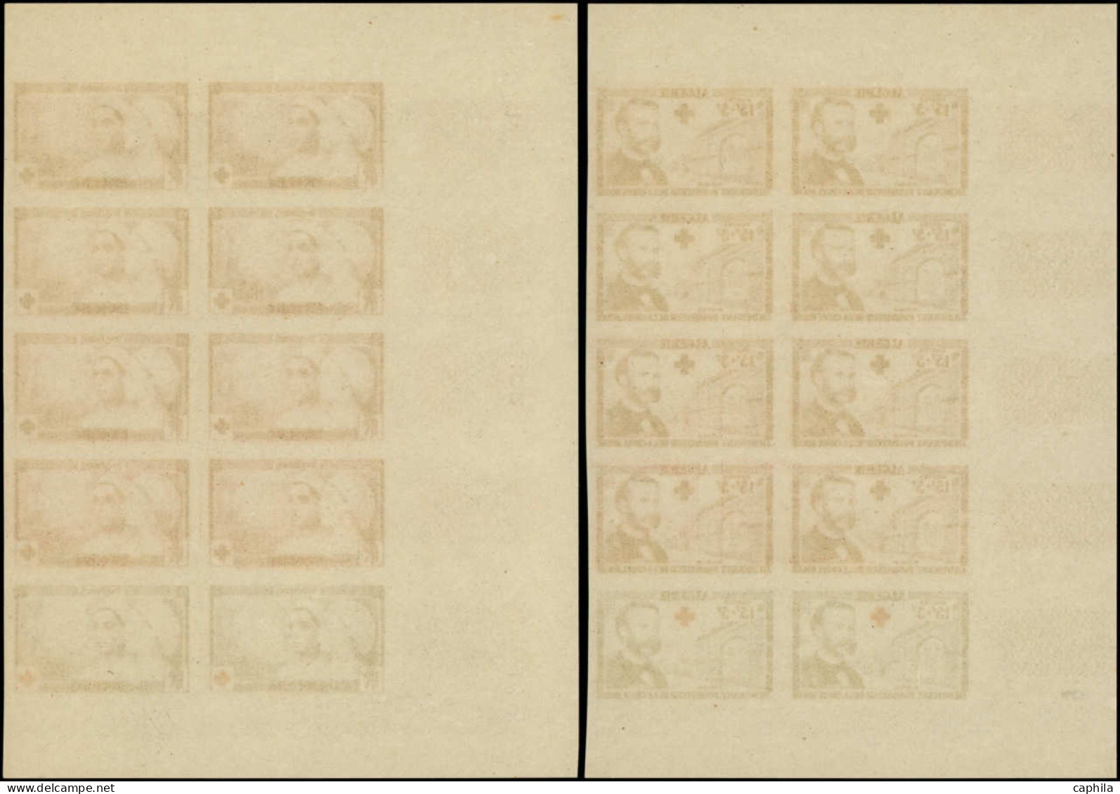 ** ALGERIE - Poste - 316/17, 2 Blocs De 10 Essais De Couleur Dont Polychromes, Cd: Croix-Rouge 1954 - Unused Stamps
