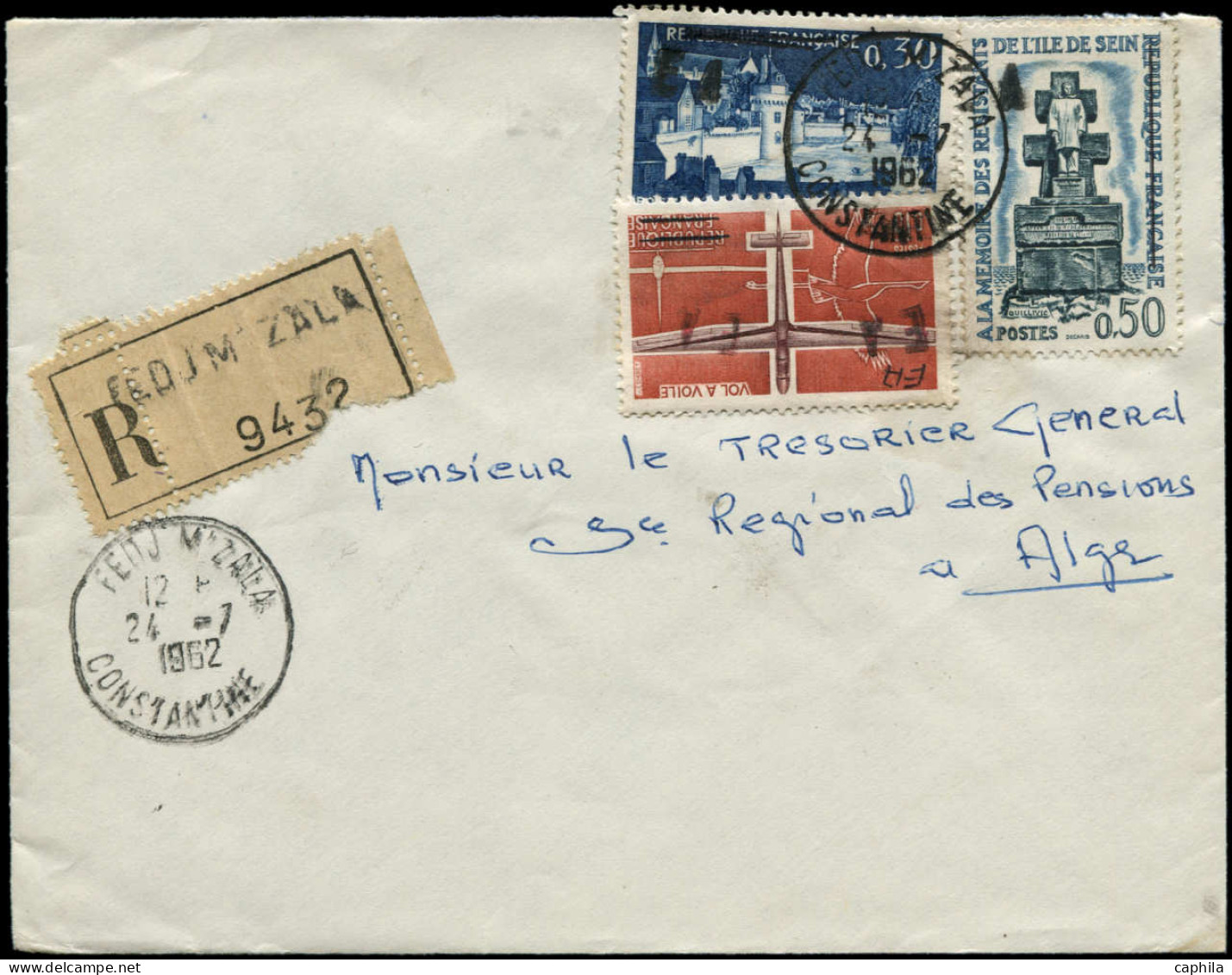 LET ALGERIE - Poste - France 1333 + 1337 + 1340, Surchargés "EA" Sur Lettre 24/7/62 - Lettres & Documents