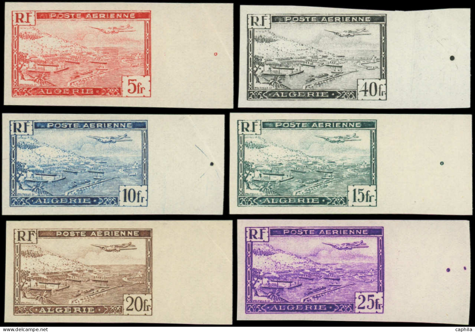 ** ALGERIE - Poste Aérienne - 1/6, Non Dentelés, Bdf: Rade D'Alger - Airmail