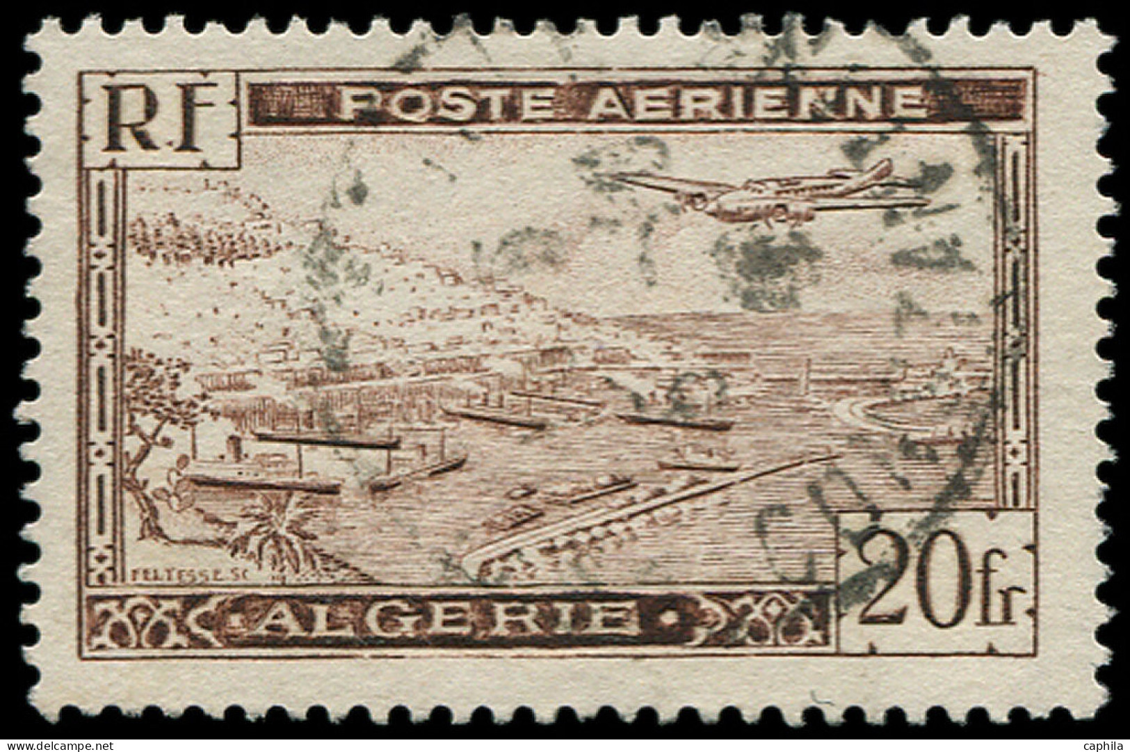 O ALGERIE - Poste Aérienne - 4A, Type II: 20f. Brun - Airmail