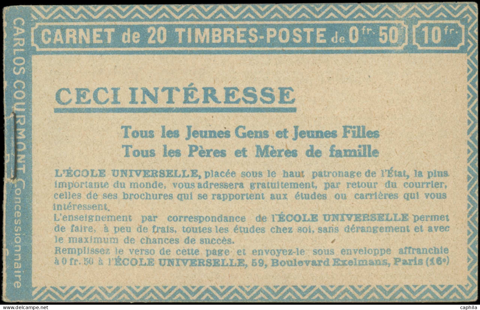 ** ALGERIE - Carnets - Yvert C47-3 (S. 170), Variété Couverture Bleu Pâle: 20 X 50c. Bleu - Sonstige & Ohne Zuordnung