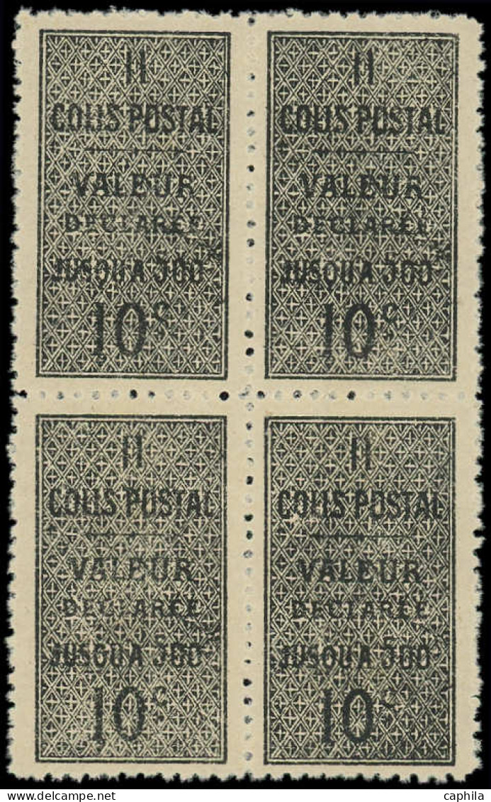 ** ALGERIE - Colis Postaux - 2, Bloc De 4 Cdf, Type I: 10c. Noir Sur Jaunâtre - Autres & Non Classés