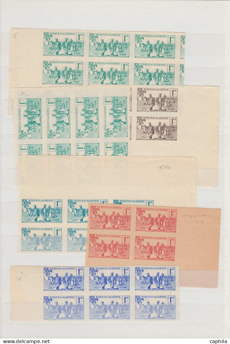 ESS ALGERIE - Lots & Collections - 159/62, Important Stock De + 850 Essais De Couleurs En Blocs Et Unités (papier Et Cou - Sonstige & Ohne Zuordnung