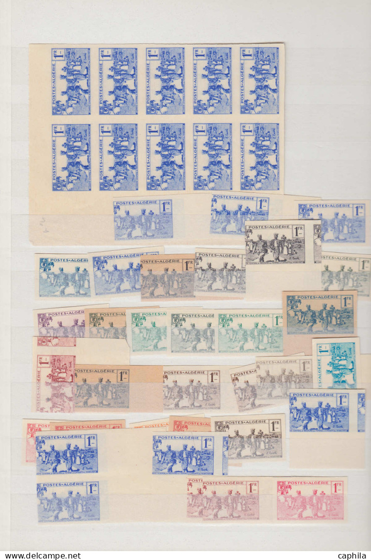 ESS ALGERIE - Lots & Collections - 159/62, important stock de + 850 essais de couleurs en blocs et unités (papier et cou