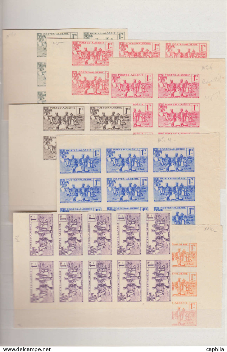 ESS ALGERIE - Lots & Collections - 159/62, important stock de + 850 essais de couleurs en blocs et unités (papier et cou