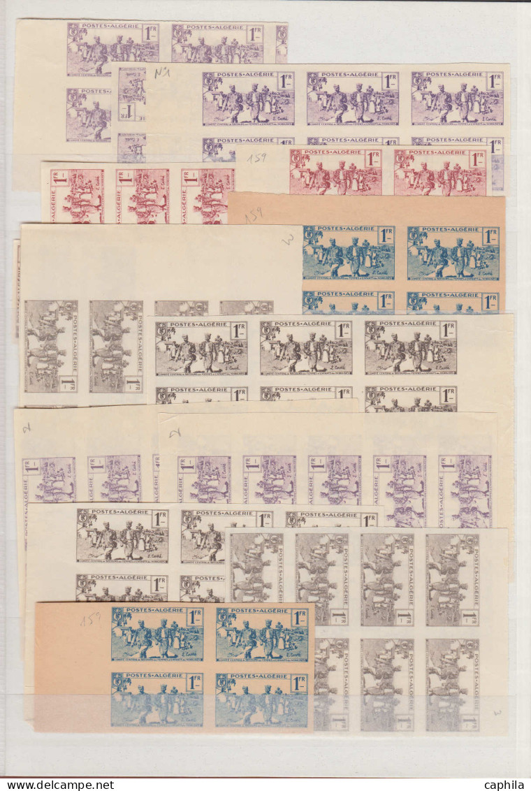 ESS ALGERIE - Lots & Collections - 159/62, important stock de + 850 essais de couleurs en blocs et unités (papier et cou