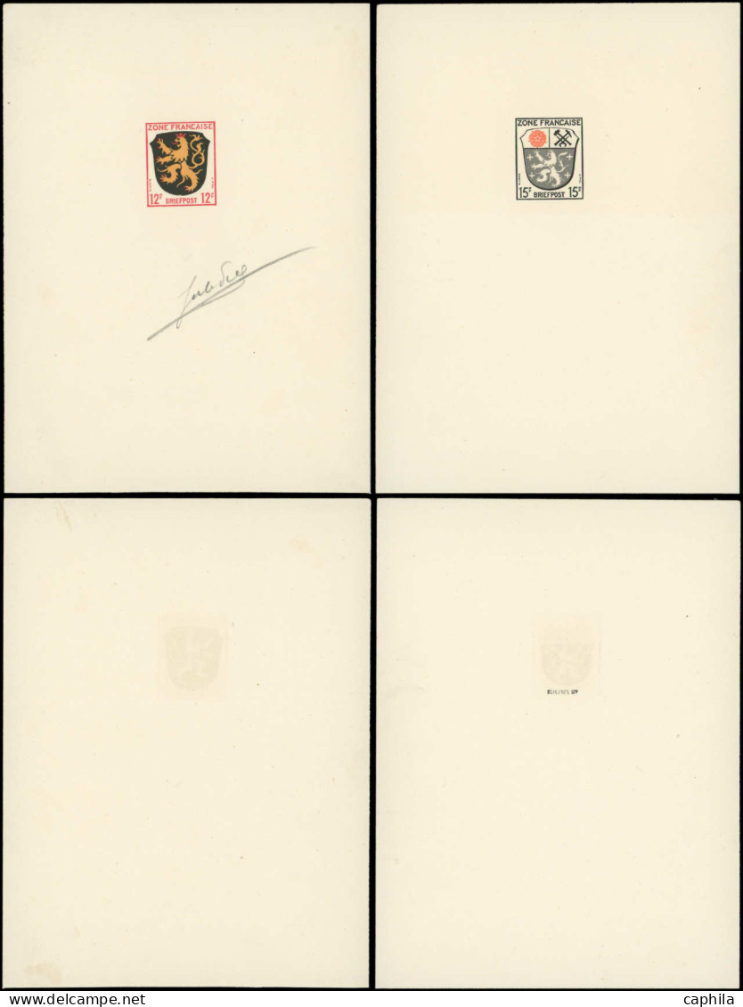 EPA ALLEMAGNE ZONE FRANCAISE - Poste - 1/10 (sauf 4), Série De 9 épreuves D'artiste Signées, Couleurs Originales: Blason - Andere & Zonder Classificatie