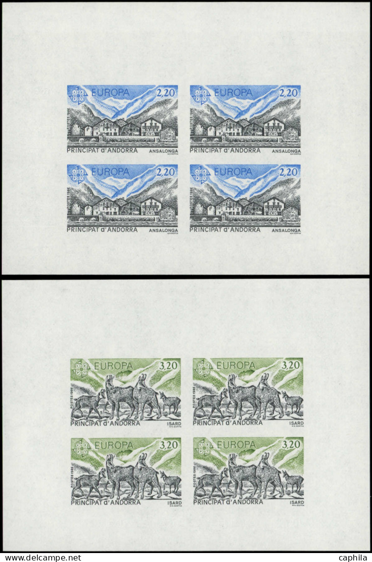 ** ANDORRE - Poste - 348/49, 2 Feuillets De 4 Non Dentelés: Europa 86, Nature - Autres & Non Classés