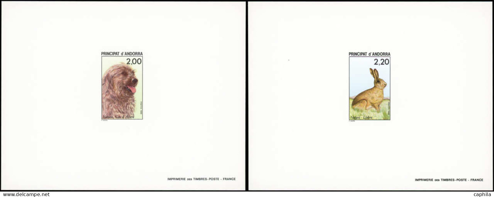 EPL ANDORRE - Poste - 373/74, 2 épreuves De Luxe: Chien Et Lapin (Maury) - Other & Unclassified