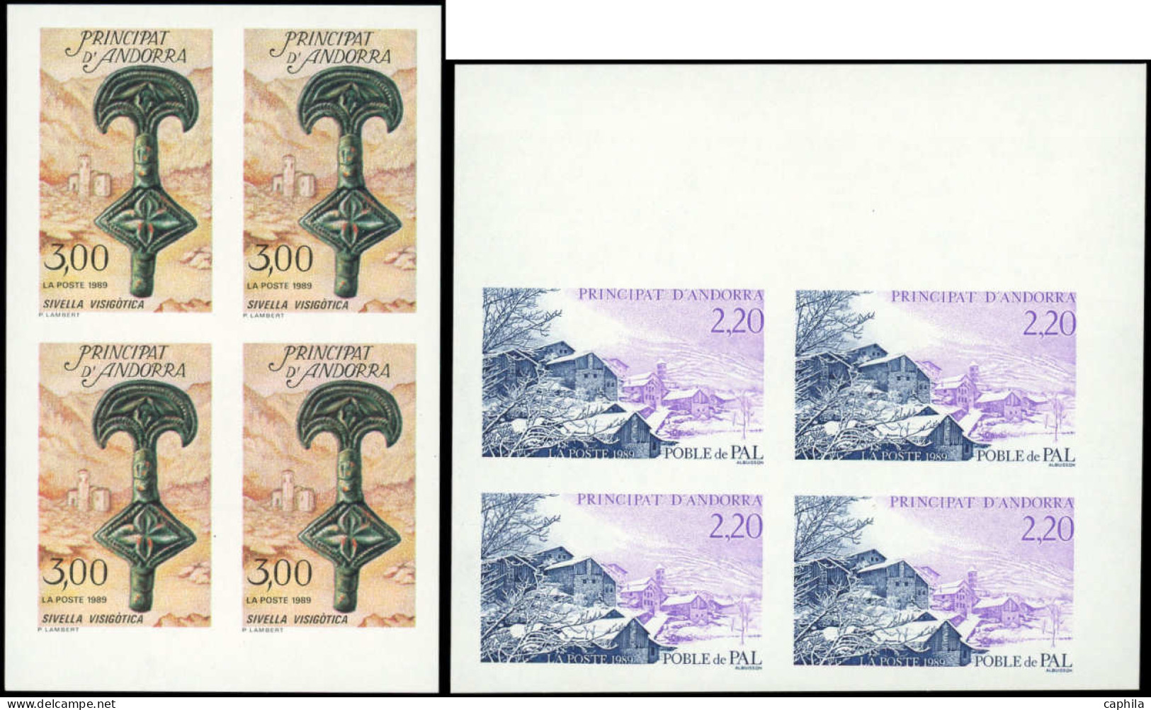 ** ANDORRE - Poste - 377a + 381a, 2 Blocs De 4 Non Dentelés: Pal Et Ceinture - Sonstige & Ohne Zuordnung