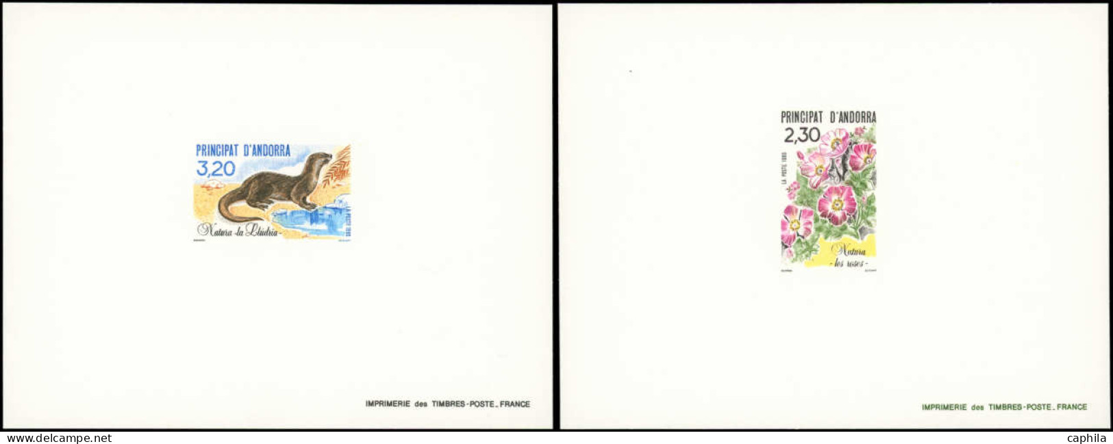 EPL ANDORRE - Poste - 393/94, 2 épreuves De Luxe: Roses Et Loutre (Maury) - Other & Unclassified