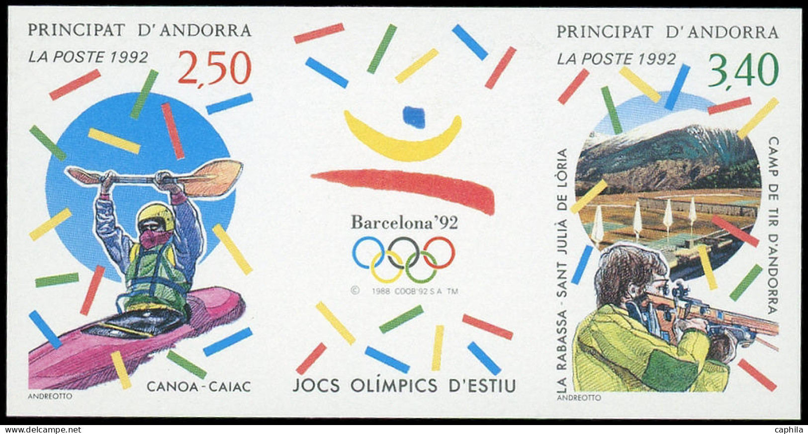 ** ANDORRE - Poste - 418/19, Triptyque Non Dentelé: Jeux Olympiques De Barcelone 1992 - Autres & Non Classés