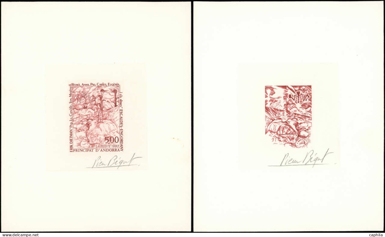 EPA ANDORRE - Poste - 440, 2 épreuves D'artiste En Brun (1 Négatif), Signées: 5.00f. E. Dietman - Other & Unclassified