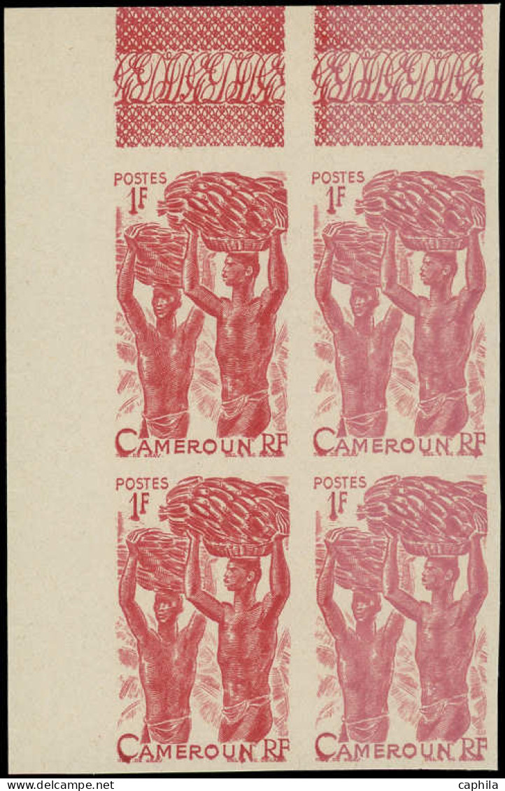 ** CAMEROUN - Poste - 282c, Bloc De 4 Non Dentelé, Cdf, Erreur De Couleur (la 2ème Rangée Plus Claire): 1f. Carmin, Bana - Sonstige & Ohne Zuordnung