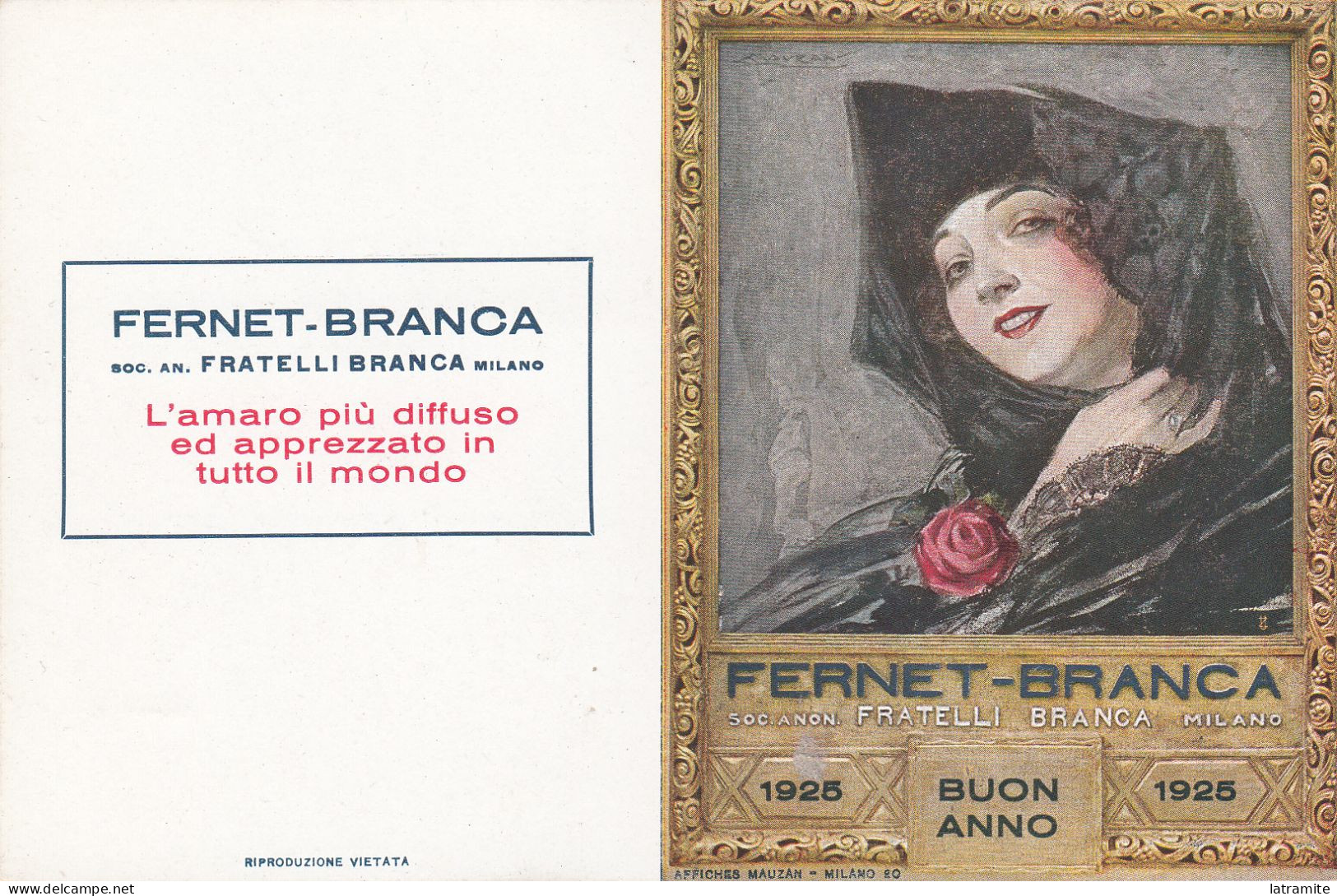 MAUZAN - Calendarietto FERNET BRANCA 1925 - Petit Format : 1921-40
