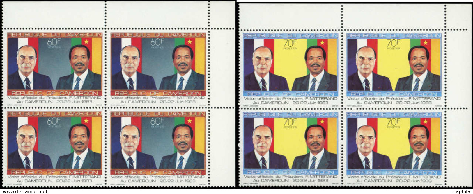** CAMEROUN - Poste - 759/60, 2 Blocs De 4, Avec Erreur "MITTERAND", Cdf - Unused Stamps