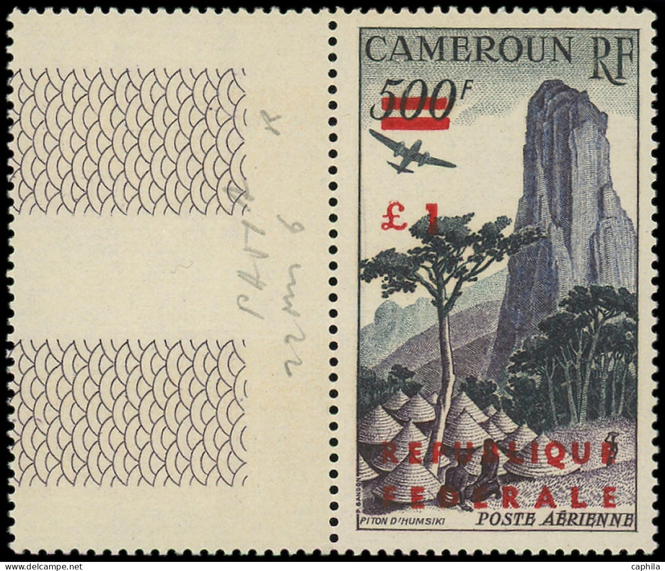 ** CAMEROUN - Poste Aérienne - 51a, Grande Surcharge, Bdf: 1 £ Sur 500f. - Autres & Non Classés