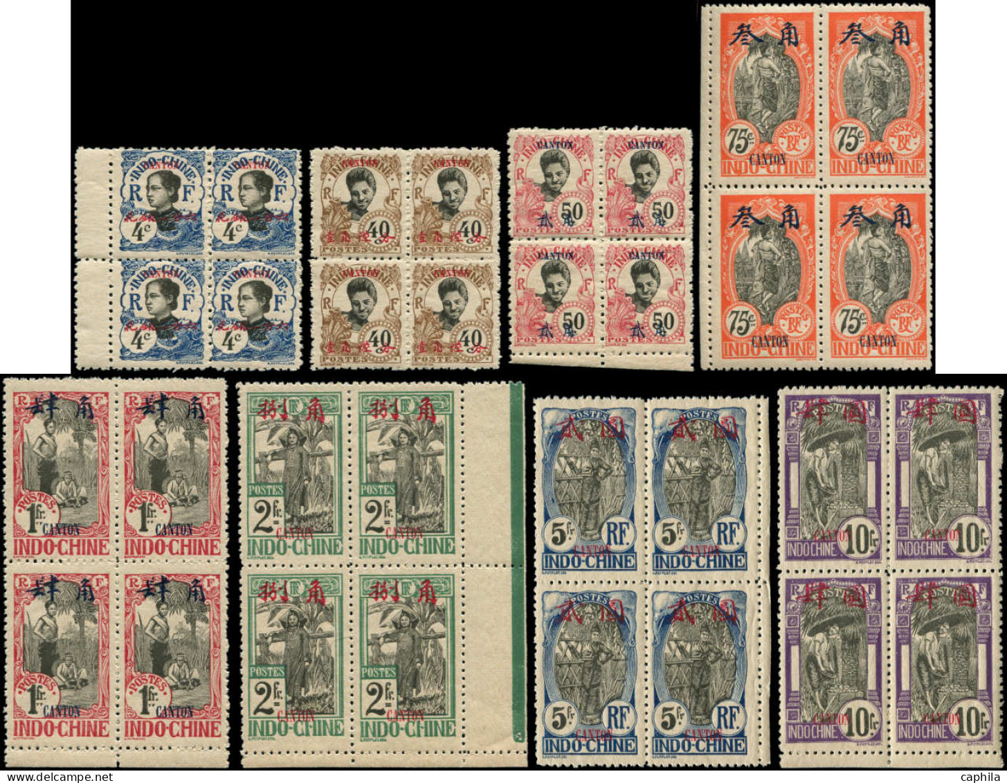 ** CANTON - Poste - 50a/66a, 17 Blocs De 4, Dentelés 11 - RRR - - Unused Stamps