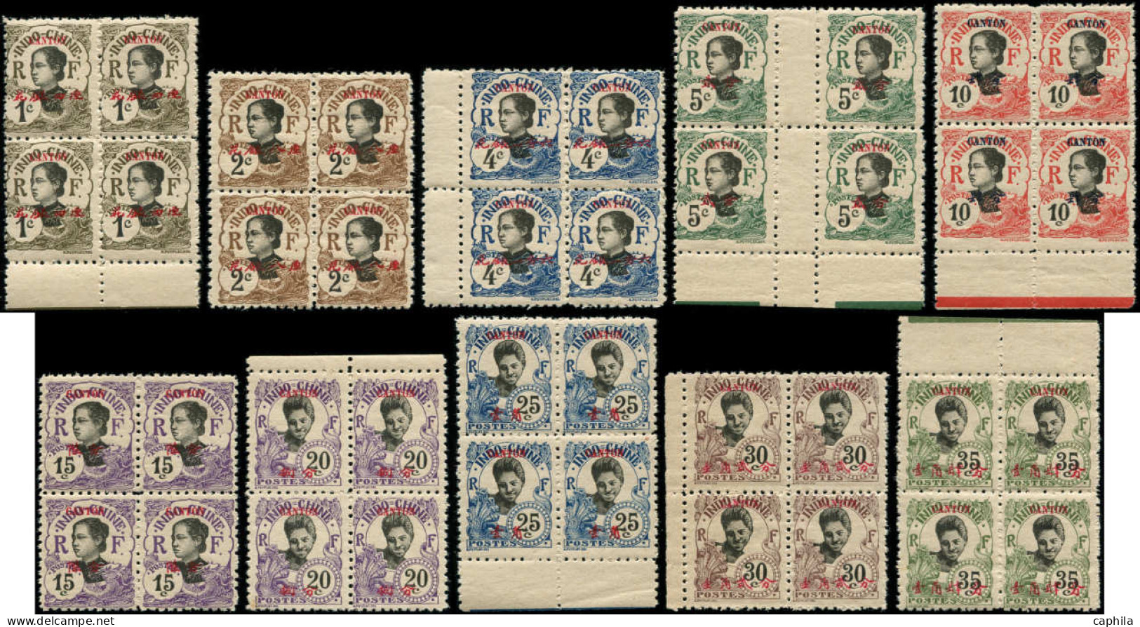 ** CANTON - Poste - 50a/66a, 17 Blocs De 4, Dentelés 11 - RRR - - Unused Stamps