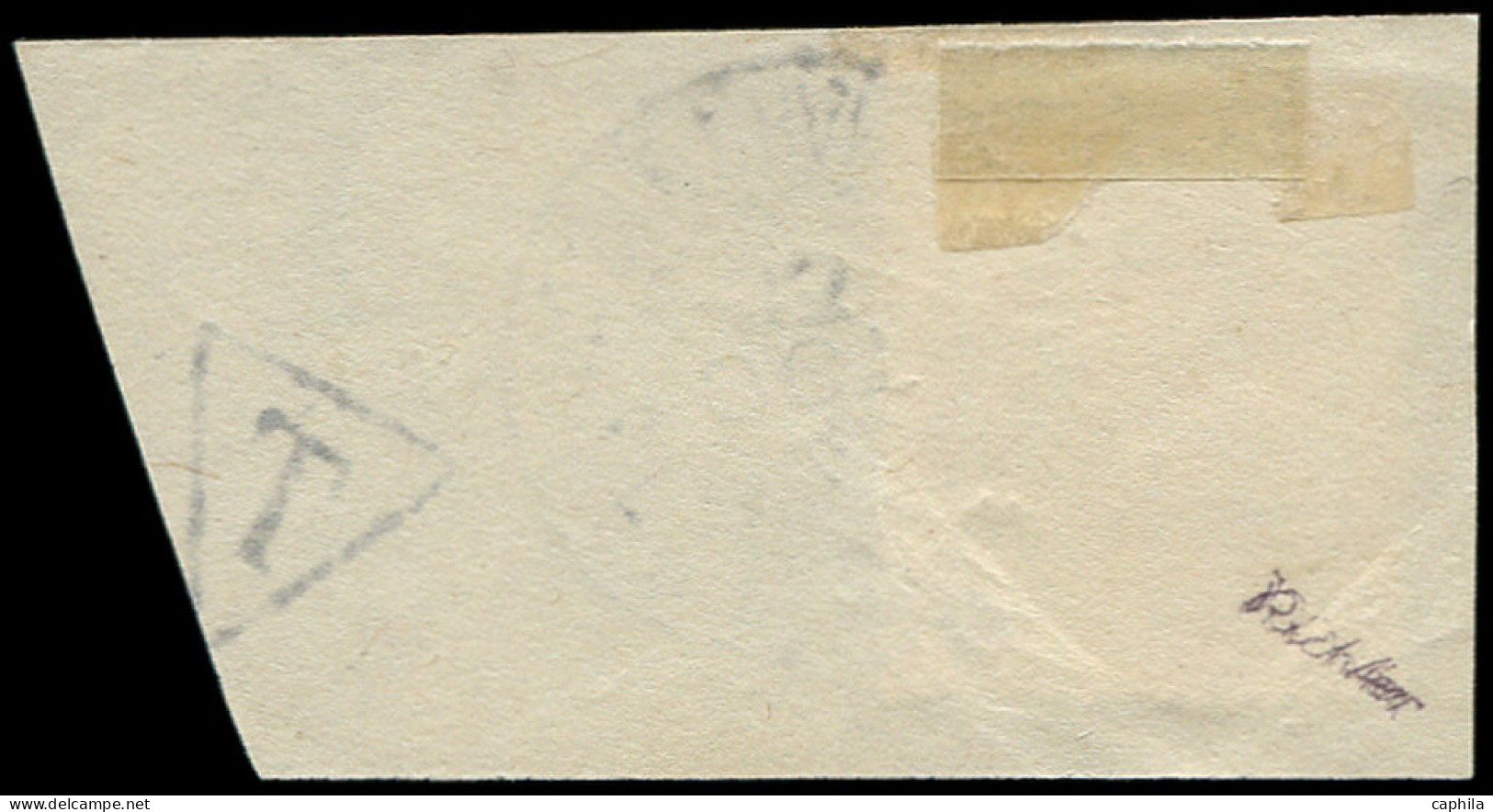 O CHINE FRANCAISE - Taxe - 8, Surcharge Rouge, Sur Fragment, Oblitéré 4/10/03, Signé Scheller: 15c Bleu - Timbres-taxe