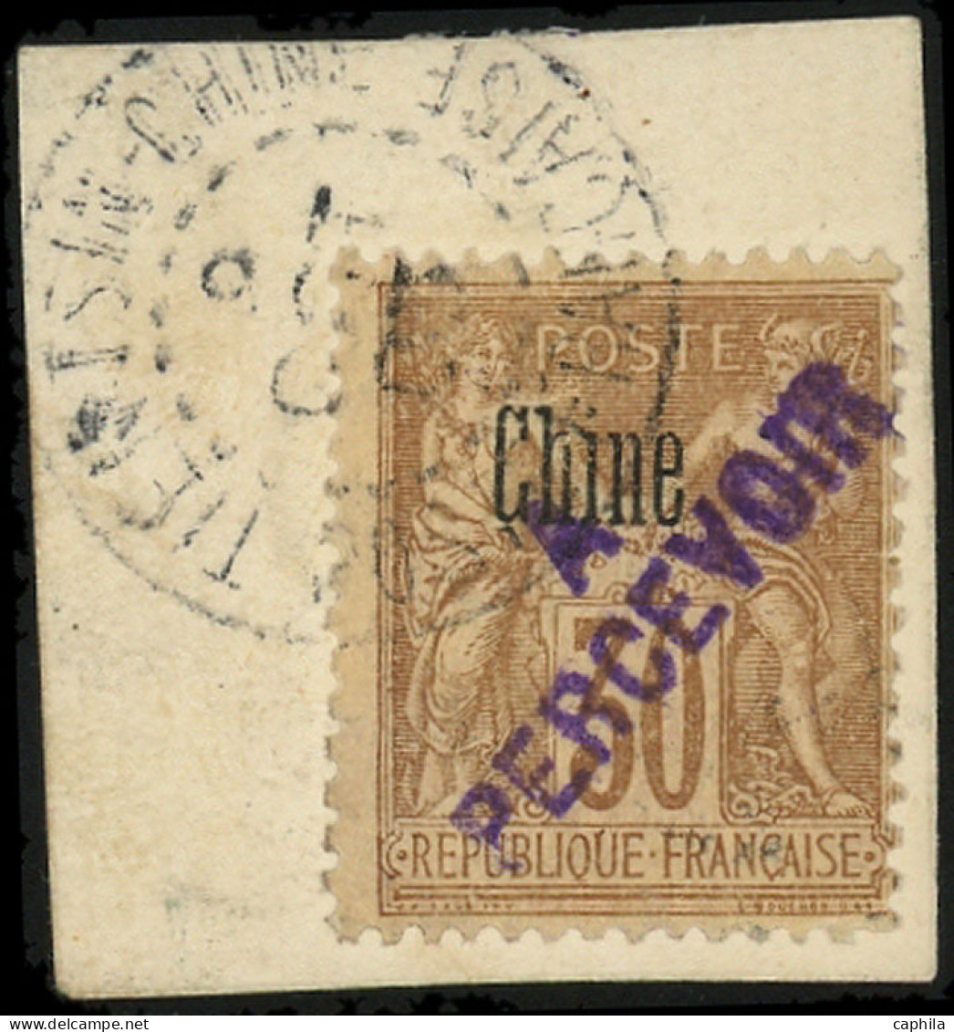 O CHINE FRANCAISE - Taxe - 16b, Surcharge Violette Sur Fragment: 30c. Brun - Timbres-taxe