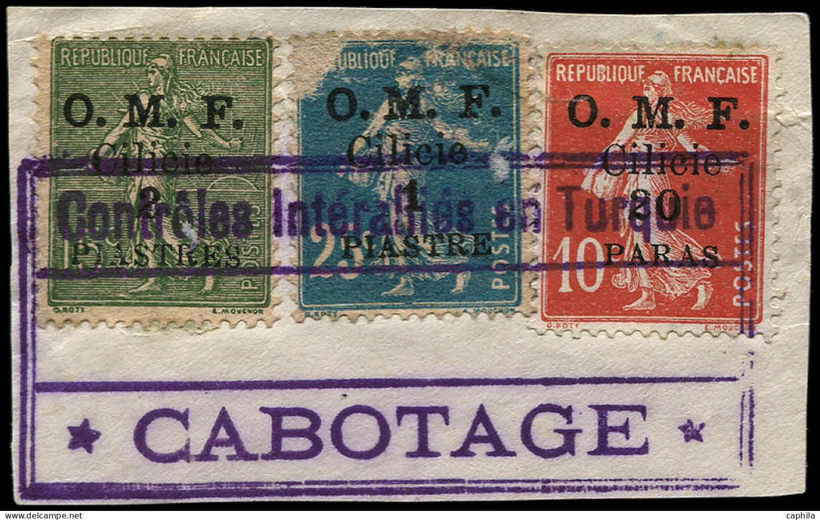 O CILICIE - Poste - 82/84, Sur Fragment, "service Maritime" (83 Défauts) - Gebraucht