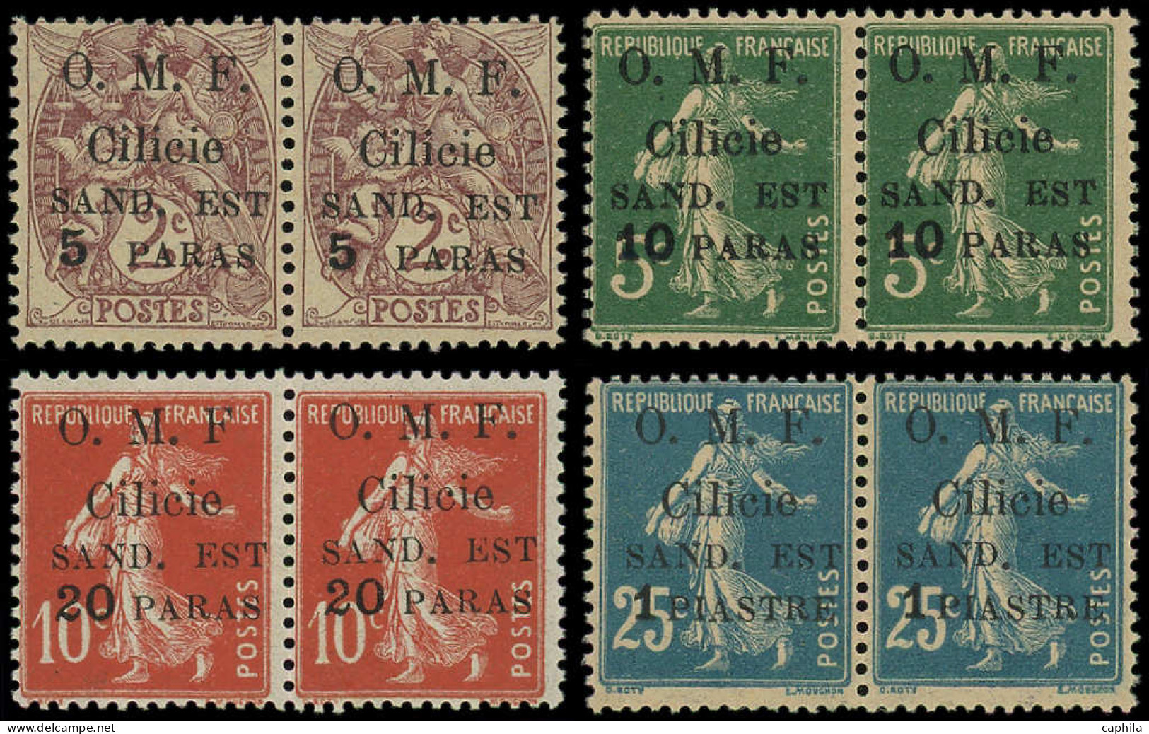 * CILICIE - Poste - 98a/101a, 4 Paires, Toutes 1 Ex "S" De "EST" Renversé, Signé Pavoille (normal **) - Unused Stamps