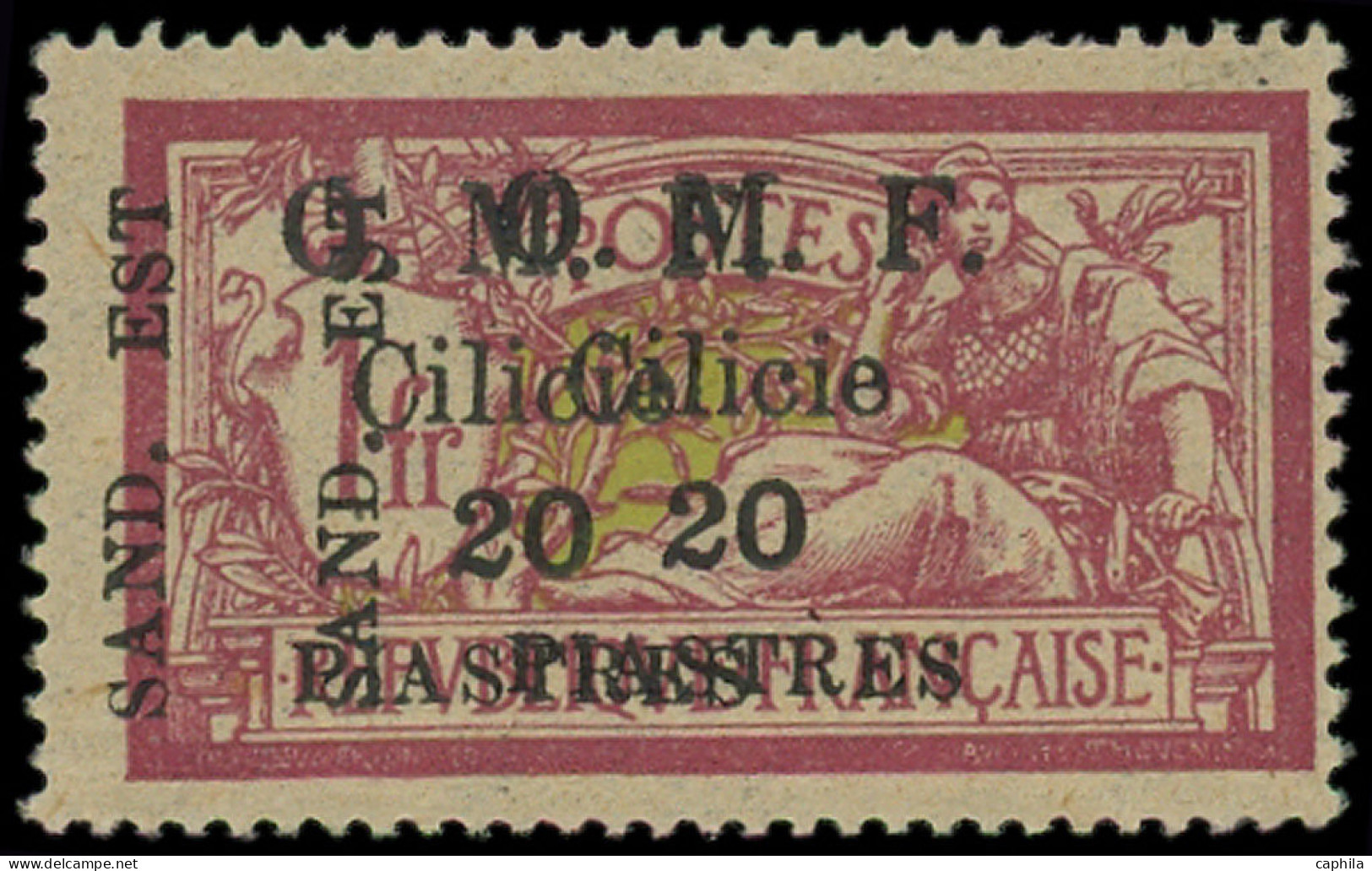 * CILICIE - Poste - 104d, Surcharge Double, Signé Pavoille: 20pi. S. 1f. Merson - Neufs