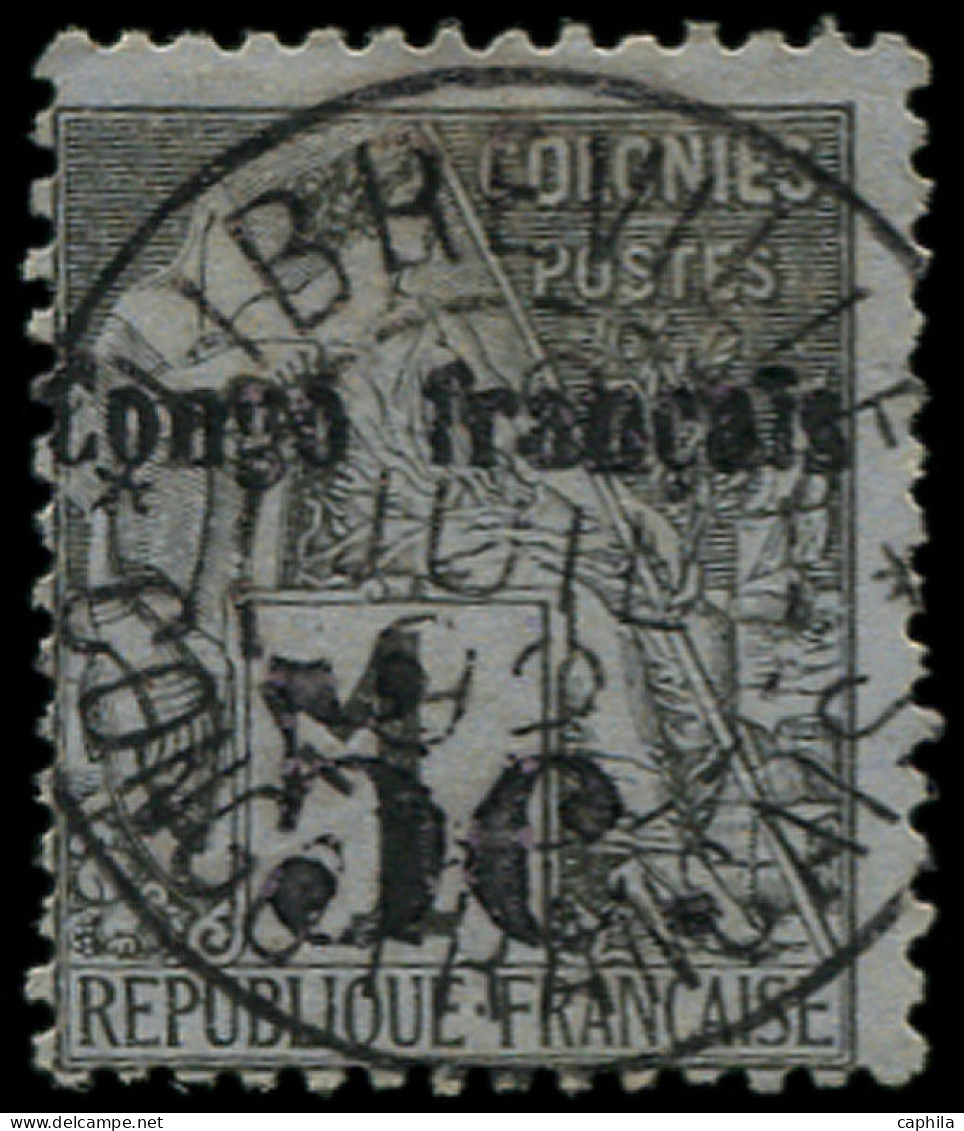 O CONGO - Poste - 1, Signé Brun, Oblitération Superbe: 5c. S. 1c. Noir S. Azuré - Used Stamps