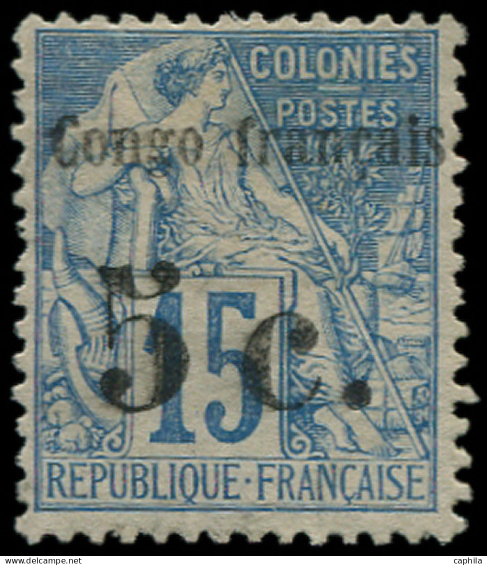 (*) CONGO - Poste - 2, Signé Brun: 5c. S. 15c. Bleu - Unused Stamps
