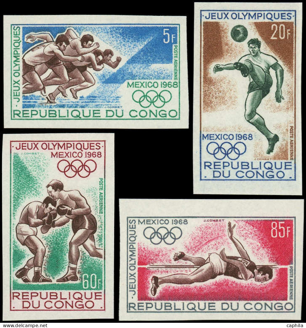 ** CONGO - Poste Aérienne - 74/77, Non Dentelés: Jeux Olympiques De Mexico 1968, Football, Boxe - Other & Unclassified
