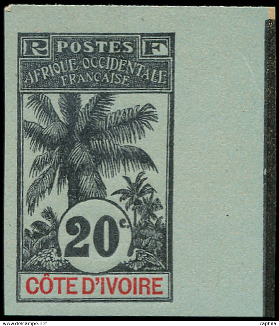 (*) COTE D'IVOIRE - Poste - 26a, Non Dentelé, Bord De Feuille, 20c. Noir S. Bleu-gris - Ungebraucht