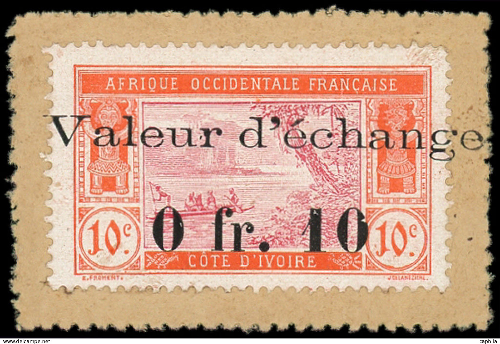 N COTE D'IVOIRE - Poste - 45, Timbre Monnaie Sur Carton, Surcharge Valeur D'échange: 0.10 S. 10c. Rouge-orange - Other & Unclassified
